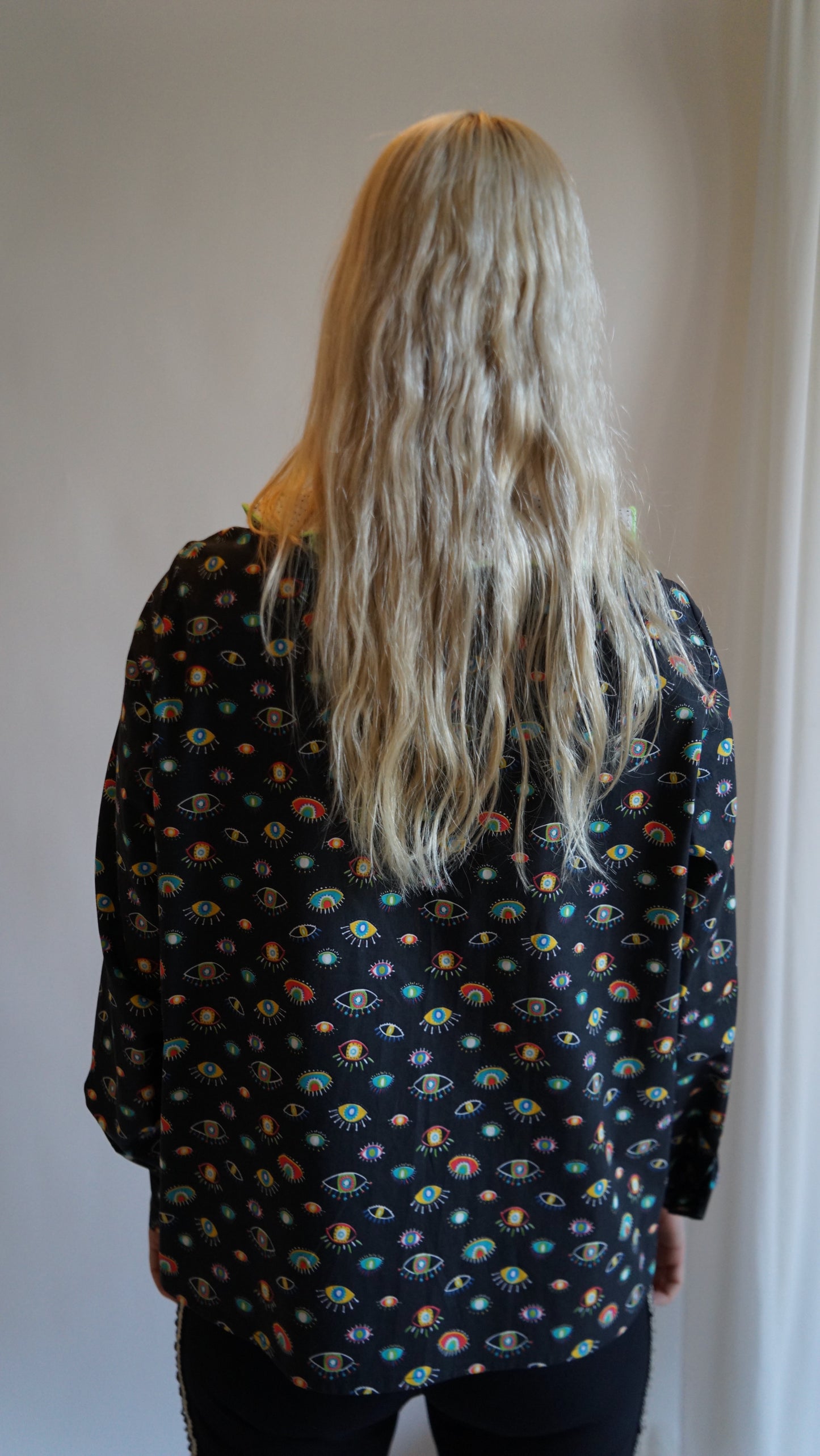 Black Shirt with Eyes Print