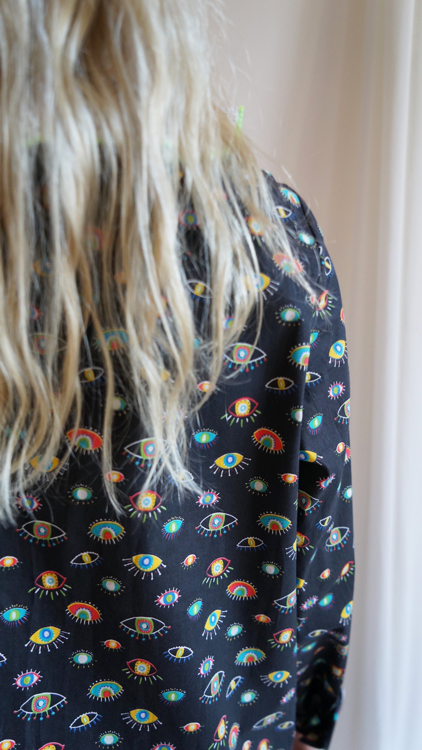 Black Shirt with Eyes Print