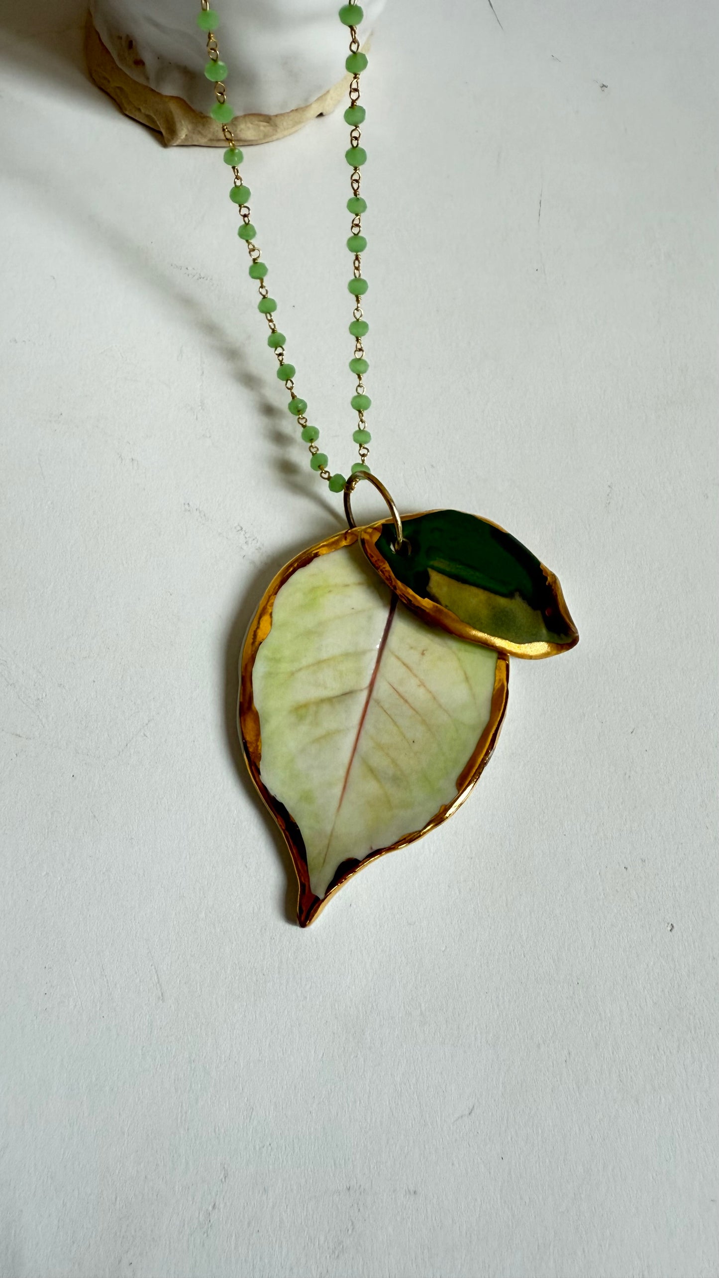 Leaf Me Alone Porcelain and Silver Pendant