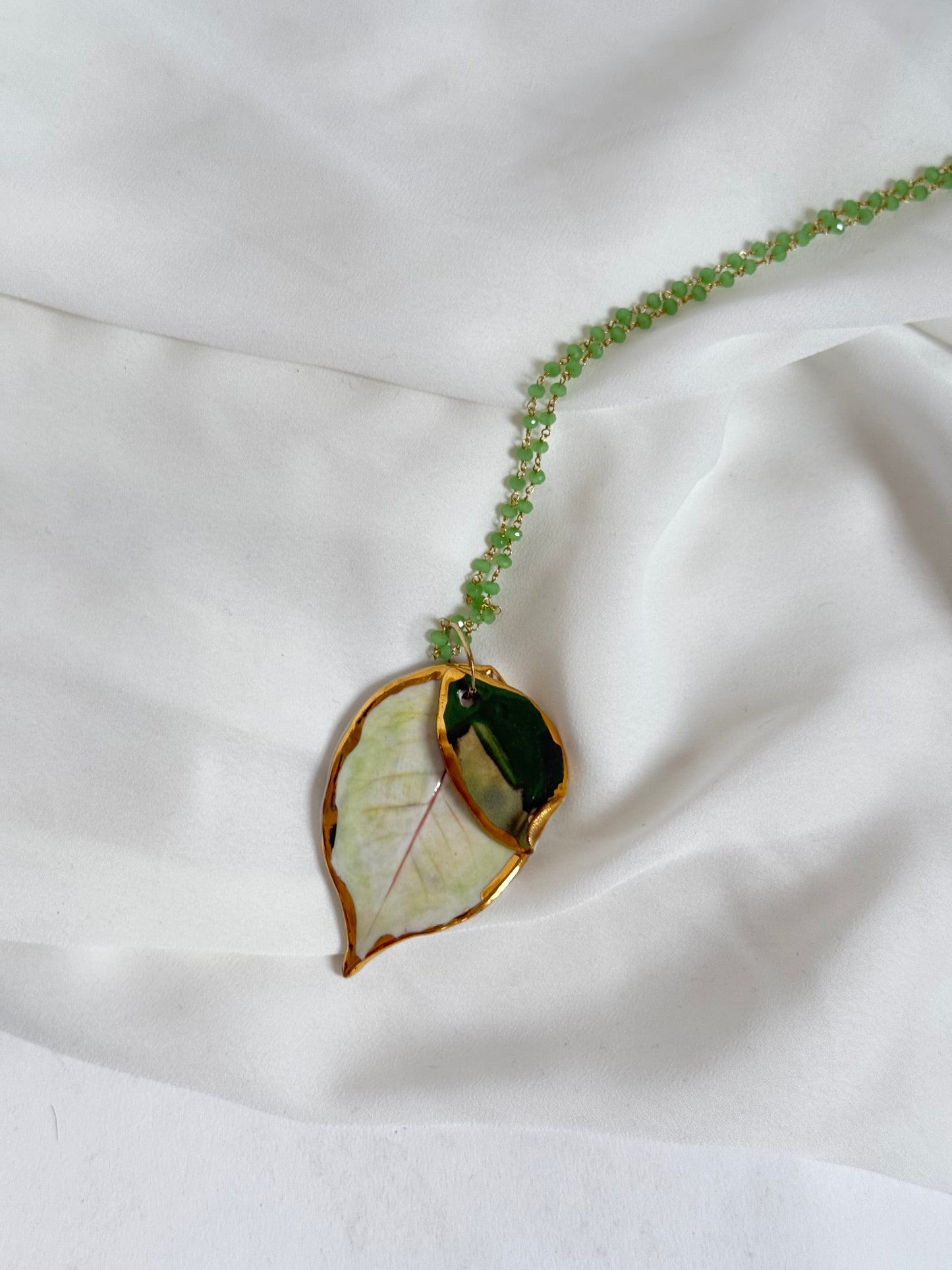 Leaf Me Alone Porcelain and Silver Pendant