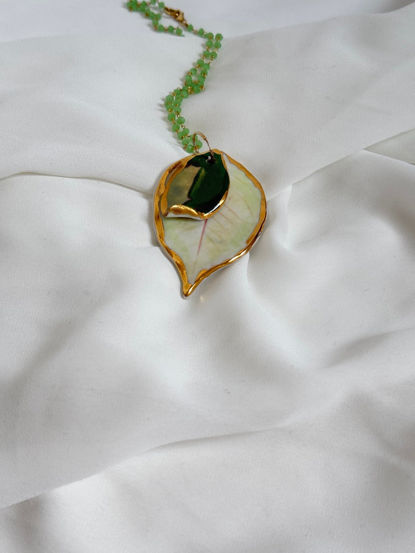 Leaf Me Alone Porcelain and Silver Pendant
