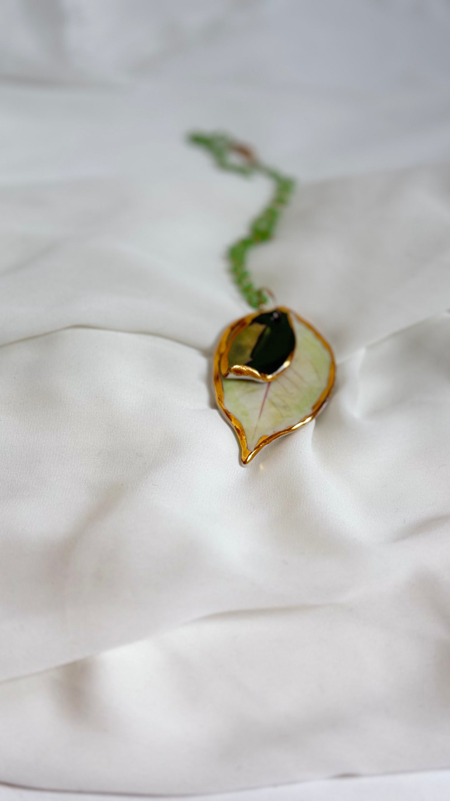 Leaf Me Alone Porcelain and Silver Pendant