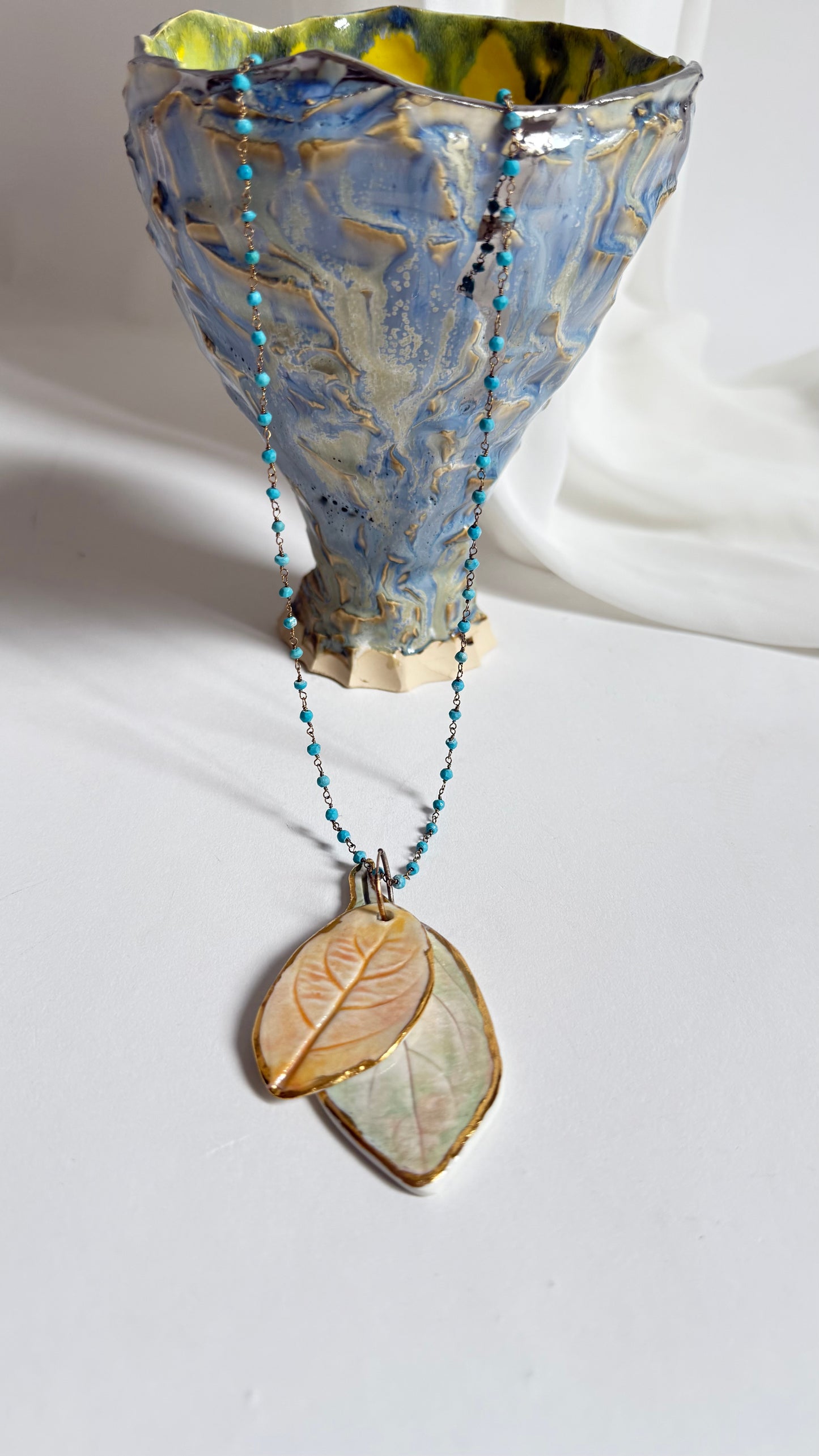 Twig Tints Porcelain and Silver Pendant