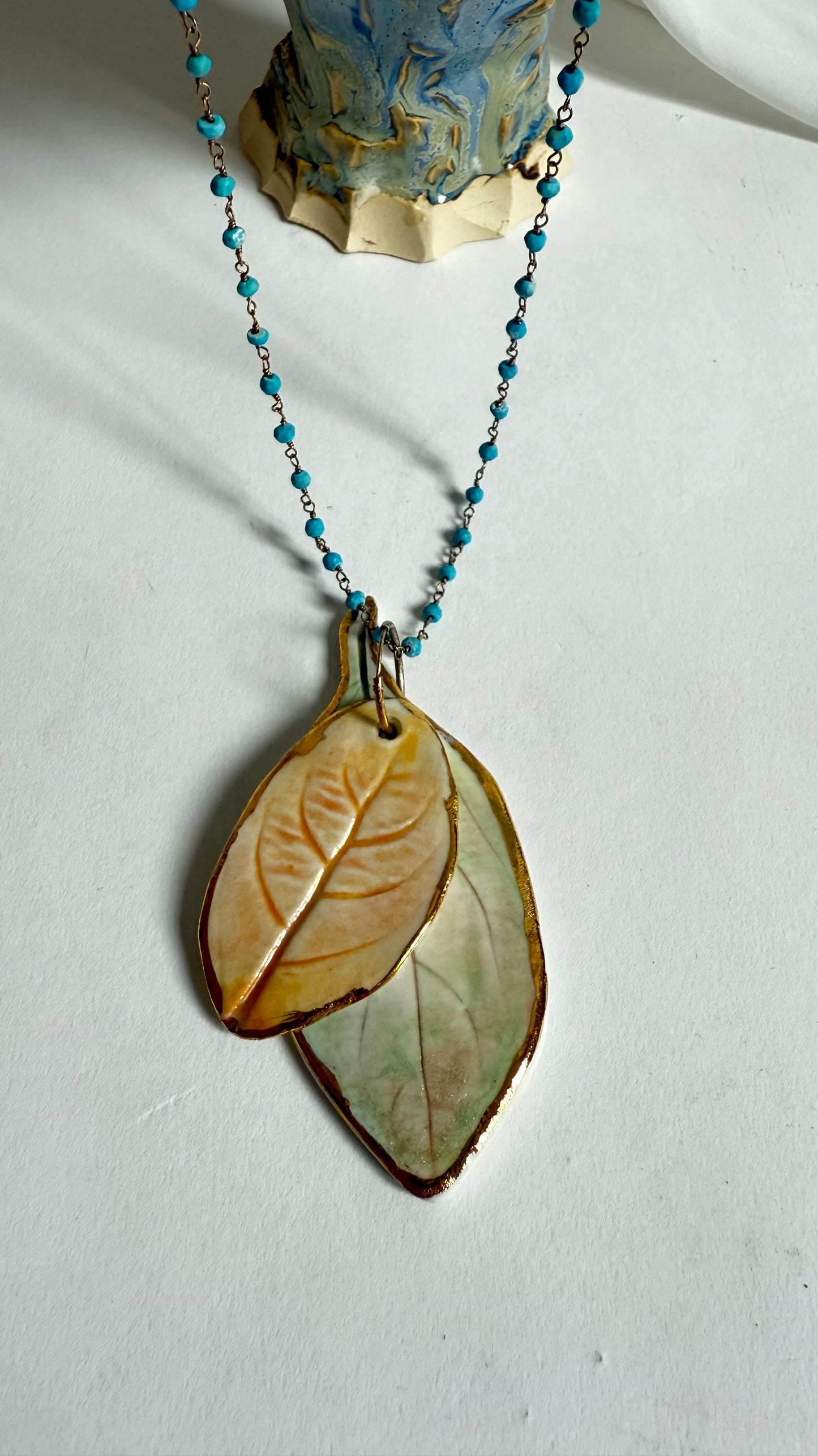 Twig Tints Porcelain and Silver Pendant