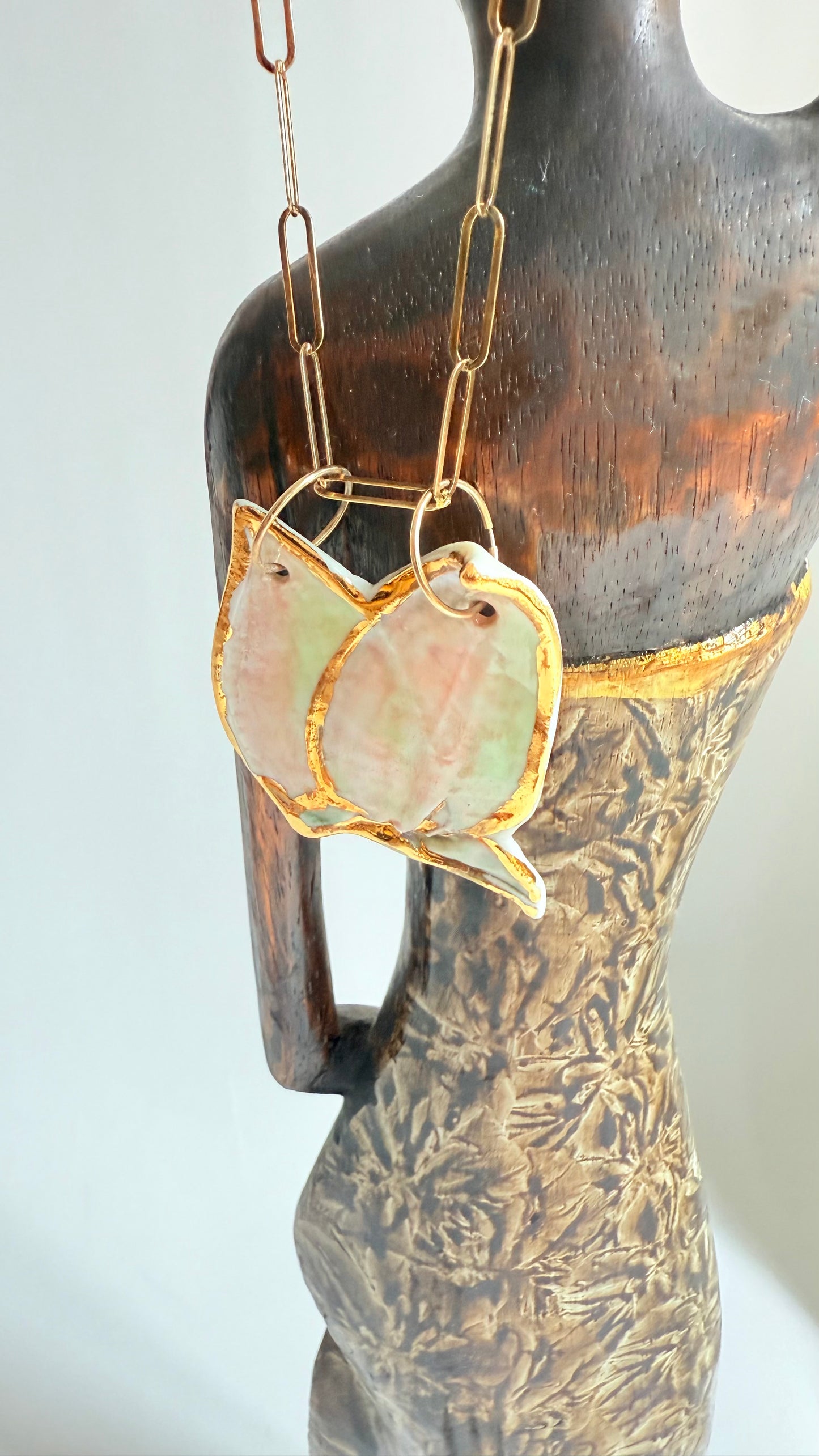 Twig Tints Porcelain and Gold Plated Silver Pendant