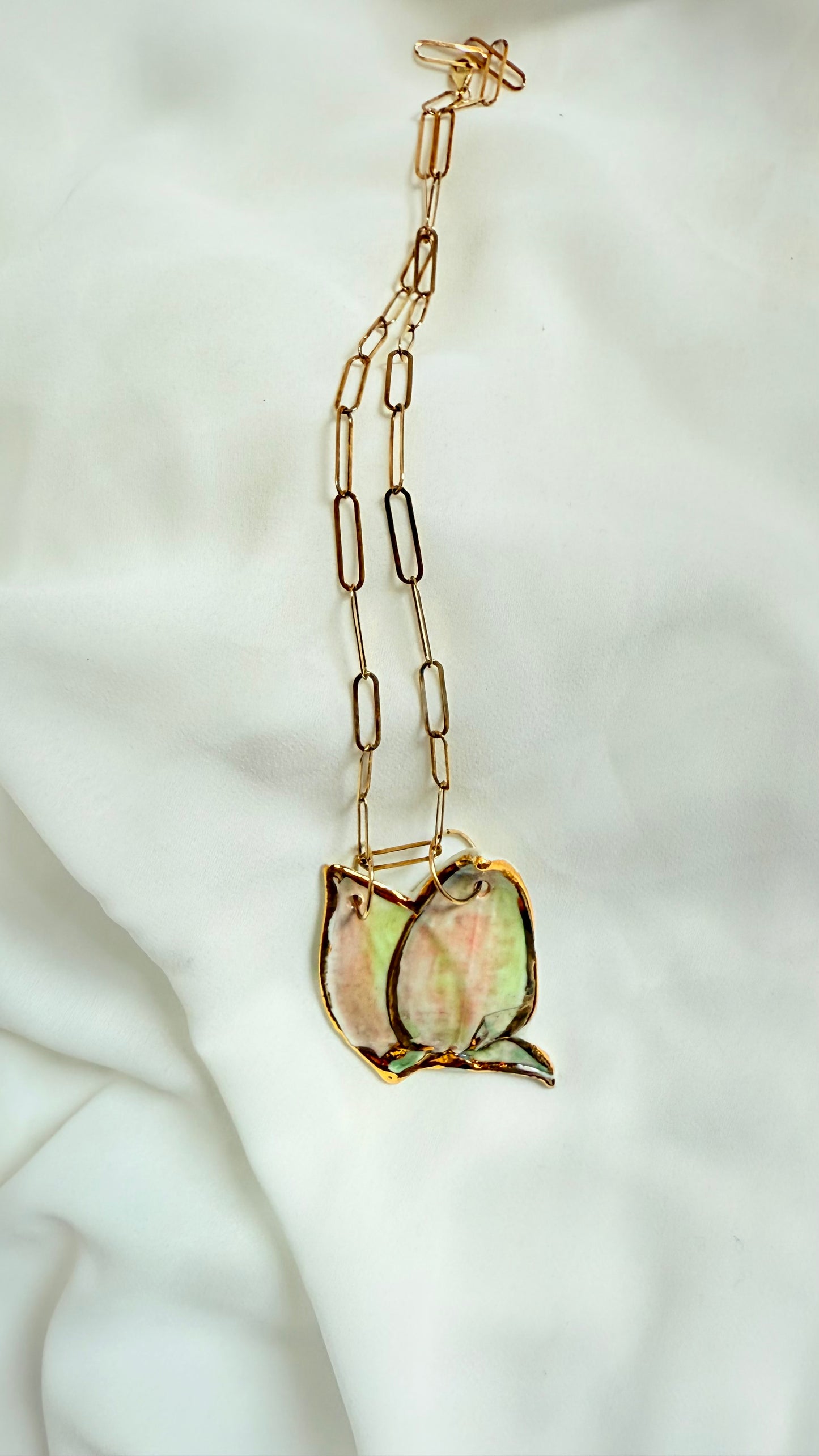 Twig Tints Porcelain and Gold Plated Silver Pendant